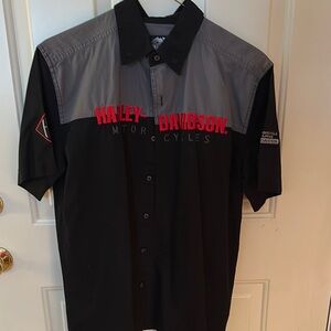 Harley-Davidson Black Gray Casual Button Down Shirt